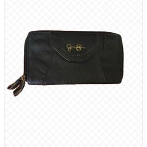 Jessica Simpson Frankie center divide wallet black